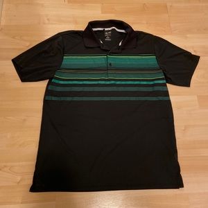 Men’s adidas black and green climacool golf polo